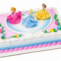 Disney Princess Once Upon A Moment · Cake is decorated as shown. Choose your cake flavor and filling. If you would like writing o...