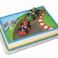 Super Mario™ Mario Kart™ · Cake is decorated as shown. Choose your cake flavor and filling. If you would like writing o...