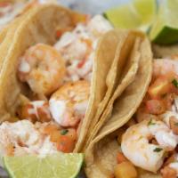 * Baja Shrimp Taco · Shrimp, salsa fresca and house sauce.