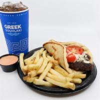 Beefteki Combo · A spiced ground beef patty grilled and made like a yeero with onions, tomatoes, and choice o...