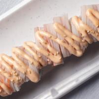 Hollywood Roll · Tempura shrimp, cream cheese top with crab stick eel sauce and spicy mayo
