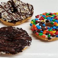Specialty Donut · Donuts covered with M&M’s, or Oreos.