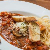 Chicken San Marzano Large (Serves 11-15) · Chicken sauteed with mushrooms, Madeira wine, and San Marzano tomato, served with linguini, ...