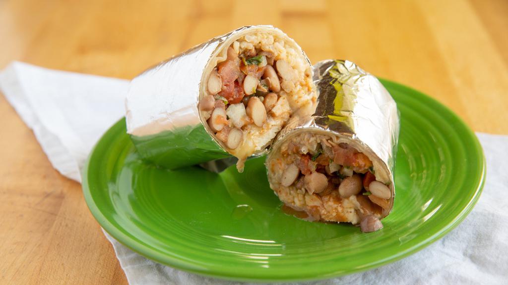 Grilled Chicken Burrito · Grilled chicken breast, Smart pinto beans, brown rice, Jack cheese and pico de gallo.