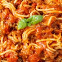 Spaghetti · Homemade spaghetti, salad , garlic bread