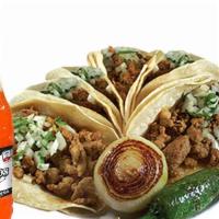 Combo #63 (6) Tacos · Soft street tacos with choice of meat. Served with cilantro, onion and salsa. Included Favor...