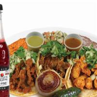 Combo #64 Taco Plate Combo · 3 Tacos with choice of meat, ric, beans, & pico de gallo