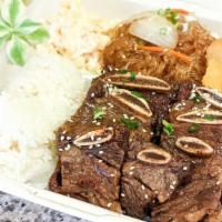 Kalbi Plate · Korean BBQ marinated beef short ribs.
