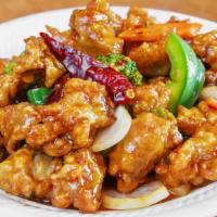 General Tso'S (House Special Chicken) · Hot and spicy. Tender crispy chicken w/ broccoli, bell peppers, onions & pineapple chunks st...