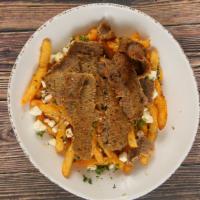 Gyros Fries Bowl · Lamb and Beef Gyros on top Delicious Fries with Choice of Greek Fries or Philly Style Fries!...