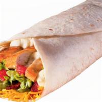 Chicken Blt Burrito · Crispy bacon, all-white chicken, shredded lettuce, diced tomato, guacamole, cheddar cheese, ...