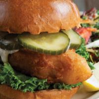 Beer Battered Fish Sandwich · Wild Atlantic Cod perfectly beer battered & served with our creamy tartar sauce, lots of hou...