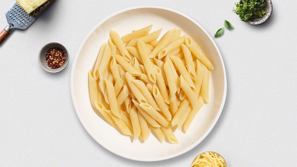 Take Your Penne · Fresh penne pasta cooked with your choice of vegan sauce and toppings.