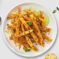 Ghost Flame Fries · Idaho potato fries cooked until golden brown and garnished with salt and spicy seasoning.