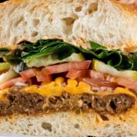 Hh Veggie Burger · Field burger (contains gluten), sharp cheddar, mix greens, tomato, red onion, pickle, and re...