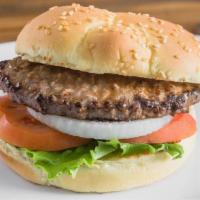 Hamburger · 1/4 lb Natural Beef Patty, Lettuce, Tomato, Onion, Pickle and house Sauce on a Sesame Bun.  ...