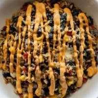 Fiesta Grain Bowl · Sauteed spinach, black beans, roasted corn, caramelized onion, roasted red peppers, grilled ...
