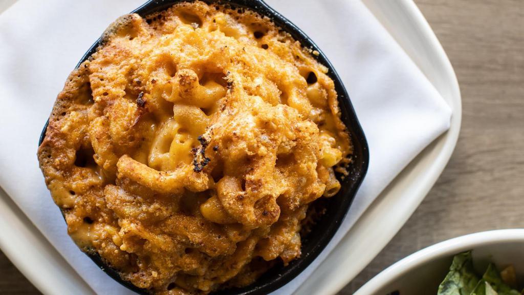 Homestyle Mac & Cheese · Large elbow pasta, mixed with classic Cheddar cheese sauce, topped with Cheddar cheese, Parmesan and bread crumbs baked to a golden brown.