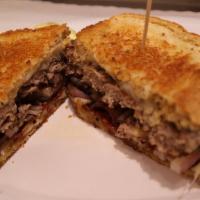 Patty Melt · Our 100% fresh ground chuck patty served between two slices of grilled rye with bacon, melte...