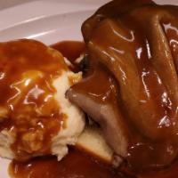 Hot Beef Sand · Generous serving of roast beef or turkey with mashed potatoes, gravy & a house green salad.