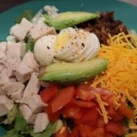 Cobb · Your choice of oven roasted turkey or grilled chicken with smoky bacon, egg, avocado, tomato...