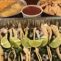 20 Tacos (Dinner For 4 ) · 20 tacos (asada or chicken) rice and beans,chips&salsa
Only Mon-Tue-Thu