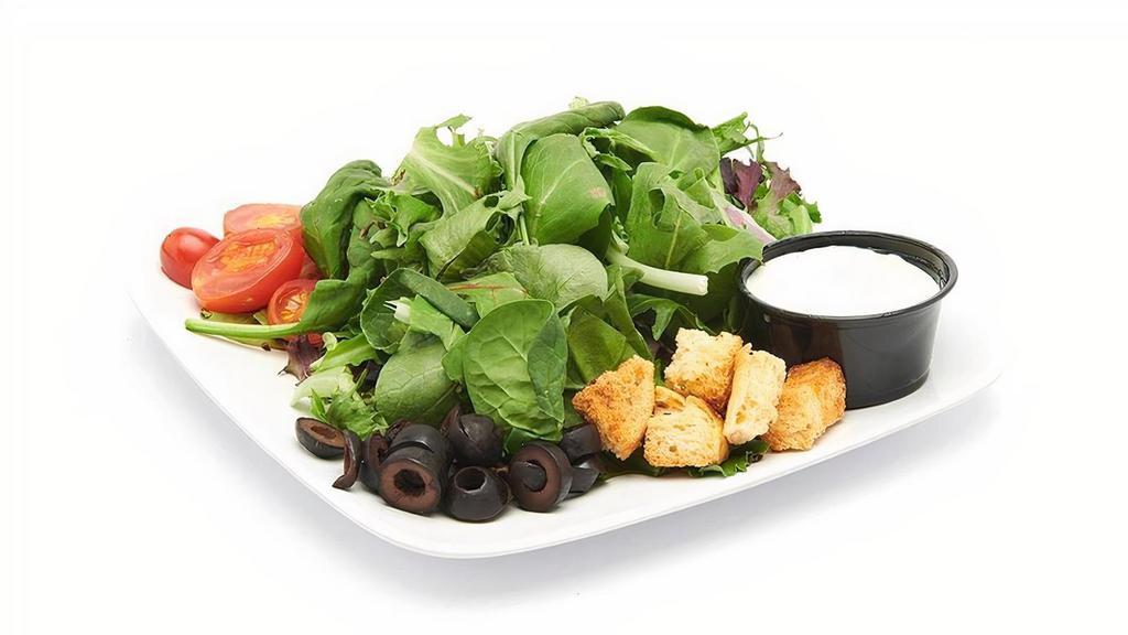 House · Mixed Greens, Cherry Tomato, Red Onions, Olives, Croutons, choice of dressing.