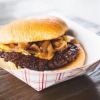 Single Y'All Come Back (D) · 1/4 lb NW natural beef patty with American cheese, griddled onions, Martin’s Potato Roll, an...