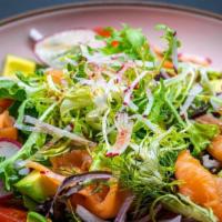 Smoked Salmon Salad · Smoked salmon salad with avocado and sesame Vinaigrette