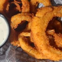 Fried Onion Rings · Golden brown breaded and fried 1/2