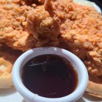 Roxy'S Chicken & Waffles · Large homemade country waffle topped with generous chunks of deep fried chicken breasts and ...
