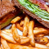 Blt Sandwich & Fries · Traditional Bacon, Lettuce and Tomato sandwich on your choice of bread dressed with mayonnai...