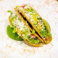 Cilantro Lime Chicken Tacos · 310cals. lettuce, yellow peppers, tomato, cilantro lime vinaigrette, queso fresco