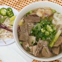 Combination Pho /  Pho Dac Biet · Fresh Sliced Beef, Beef Ball, Brisket, Tendon, Tripe.

Consuming raw or undercooked meats, s...