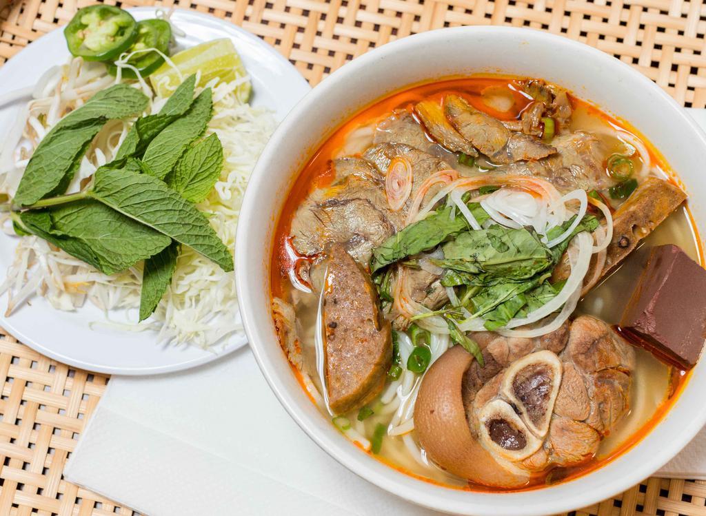 Hue Style Spicy Beef Noodle Soup / Bun Bo Hue · Pork Blood & Pork Leg.