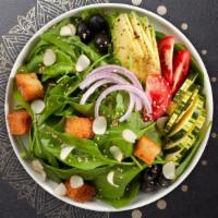 House Salad · Green leaf lettuce, tomatoes, cucumbers, carrots, and deep-fried tofu with special Thai pean...