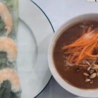 Shrimpspring/Salad Rolls · With shrimp rice noodles, bean sprouts, lettuce served with peanut sauce (topped with pickle...
