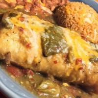 Chimichanga · Your choice of one of the following deep-fried burros topped with our homemade new Mexico re...