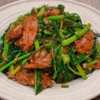 沙茶空心菜牛 Water Spinach With Beef In Satay Sauce · 