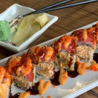 Playboy · Spicy. Fried shrimp & spicy crab meat topped with tuna, eel sauce, spicy mayo, sesame seeds ...