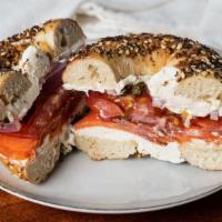 Uncle Sal · Lox, tomato, red onion, capers, cream cheese.