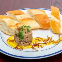 Pate Toasties · Ground chicken and pork livers and ground pork seasoned with garlic and pepper. Served with ...