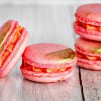Strawberry Champagne French Macaron · A take on our fritter version, this French Macaron is filled with a french buttercream infus...
