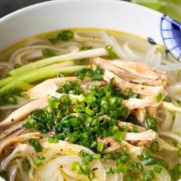 #45. Pho Ga (Large) · Chicken pho. Chicken breast meat in beef broth.