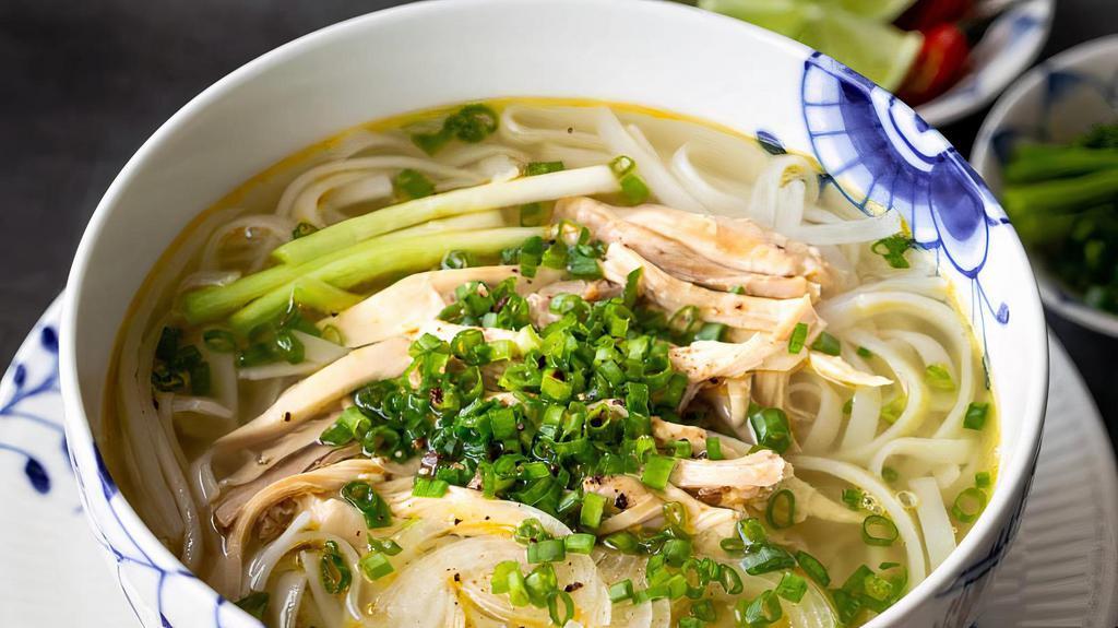 #45. Pho Ga (Large) · Chicken pho. Chicken breast meat in beef broth.