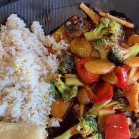 Mixed Vegetables · Broccoli, carrots, water chestnuts, and bamboo shoots stir fried with house special sauce.