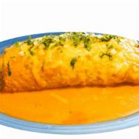 Super Wet Burrito · Flour tortilla served with your choice of meat, rice, beans, onions, cilantro, sour cream, a...