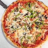 Ricci'S Combo · Pepperoni, sausage, mushrooms, black olives, green peppers, onion and mozzarella cheese.