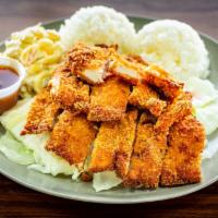 Chicken Katsu · Breaded lightly chicken with an awesome mild spicy and tangy BBQ flavor to it!.
