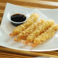 Prawn Tempura · Four (4) pieces of prawn tempura.